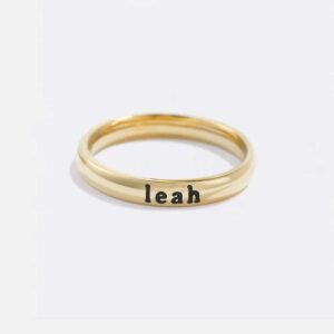 Tiny Stackable Name Ring 18k Gold Over Sterling Silver