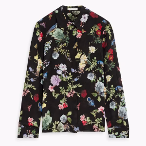 ALICE + OLIVIA Willa floral-print silk-crepe shirt