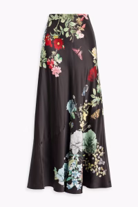 ALICE + OLIVIA Terese floral-print satin maxi skirt