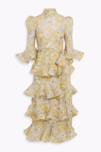 ZIMMERMANN Ruffled floral-print linen and silk-blend gauze midi dress