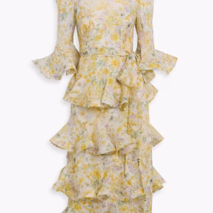 ZIMMERMANN Ruffled floral-print linen and silk-blend gauze midi dress