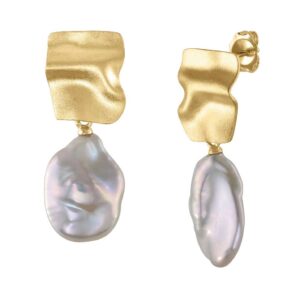 White Freshwater Baroque Pearl Kaia Earrings