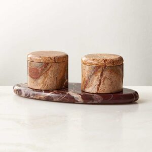 Zetes Tan and Red Marble Salt Cellars