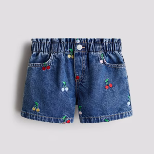 Embroidered-Motif Denim Shorts