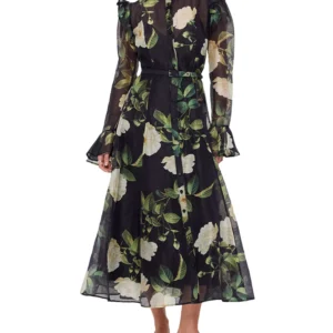 LEO LIN Katrina Butterfly Sleeve Midi Dress