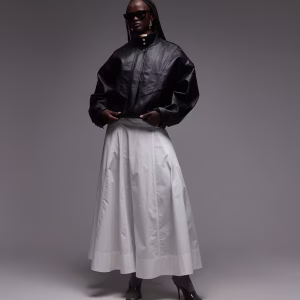 ASOS DESIGN dropped waist cotton poplin maxi skirt with godets in white