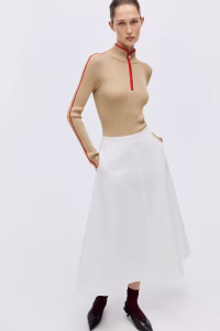 Cotton Twill Midi Skirt