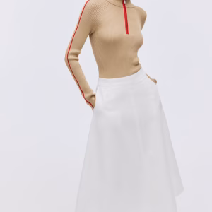 Cotton Twill Midi Skirt