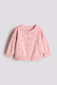 Pattern-knit Cotton Cardigan