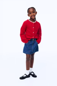 Motif-Detail Denim Skirt