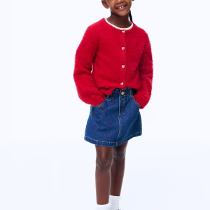 Motif-Detail Denim Skirt