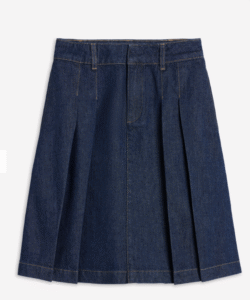 Pleated Denim Skirt Indigo