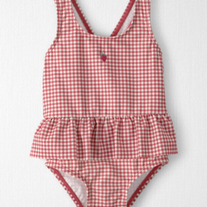 Little Planet Baby Girl Recycled Swimsuit in Red Gingham