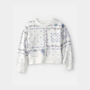 OshKosh B'gosh Girls Bandana Floral French Terry Pullover Sweatshirt - Blue/Ivory
