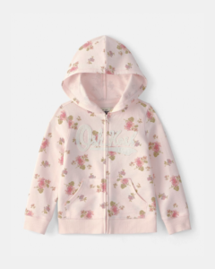 OshKosh B'gosh Toddler Girl Floral OshKosh Logo Zip-Up Hoodie - Pink