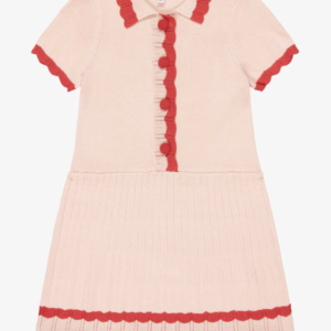 Beatrice & George Girls Pink & Red Short Sleeve Knitted Dress