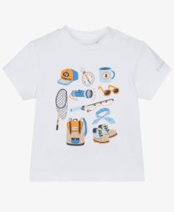 Timberland Baby Boys White Cotton T-Shirt with Outdoor Adventure Print