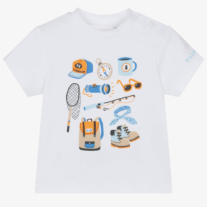 Timberland Baby Boys White Cotton T-Shirt with Outdoor Adventure Print