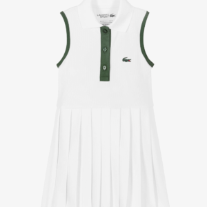 Lacoste Sport Girls White Technical Polo Dress with Shorts