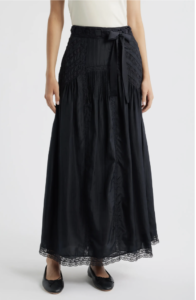 Beloria Lace Trim Silk Maxi Skirt LoveShackFancy