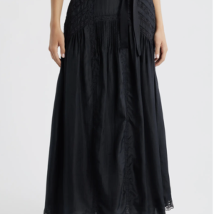 Beloria Lace Trim Silk Maxi Skirt LoveShackFancy