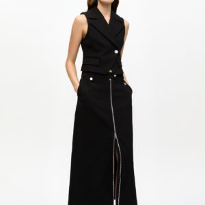 Black Bonded Crepe Skirt