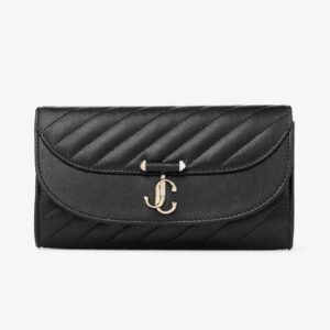 Black Quilted Biker Leather Wallet with Chain