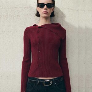 Cardigan with shawl collar Red