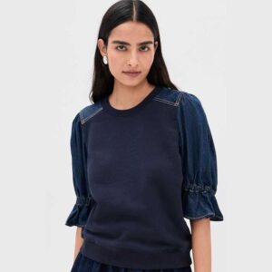 Cinq à Sept Blake Top Navy/Rinse Wash