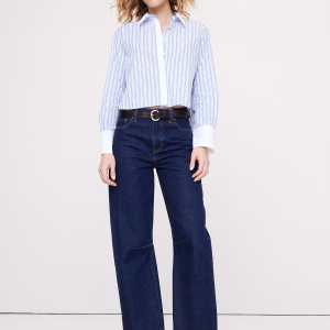Cropped Cotton Polin Shirt with Elbow Patches