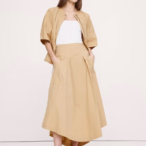 Stretch-Cotton Drop-Waist Maxi Skirt