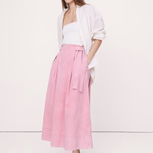 Cotton Twill Side-Tie Maxi Skirt