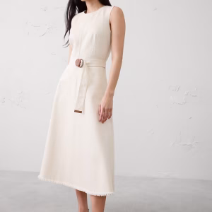 Denim Belted Midi Dress