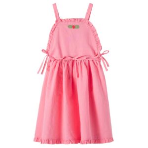 Cozmo Dalina embroidered ruffled linen and cotton dress