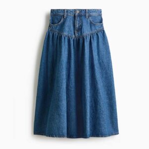 Gathered Denim Skirt Dark denim blue