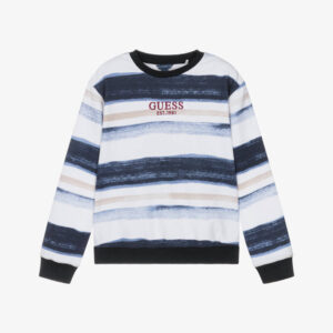 Guess Junior Boys Blue & White Stripe Cotton Sweatshirt