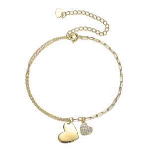 Guili Elegant 14K Gold Plated Adjustable Heart Charm Bracelet