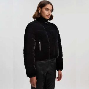 KarenMillen Padded Velvet Short Coat