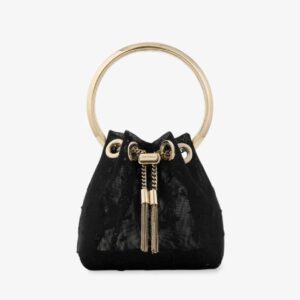 Micro Bon Bon  Black Polka Dot Heart Mesh Mini Bag