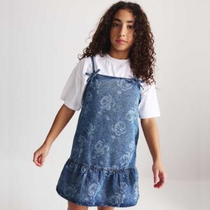 M&S 2pc Floral Print Denim Dress and Top (2-16 Yrs)