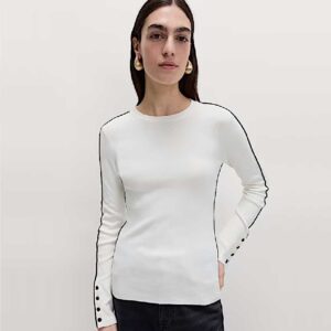 M&S Ribbed Crew Neck Tipped Detail Jumper