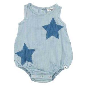 oh baby! Girls' Lyocell Denim Stars Applique Bubble