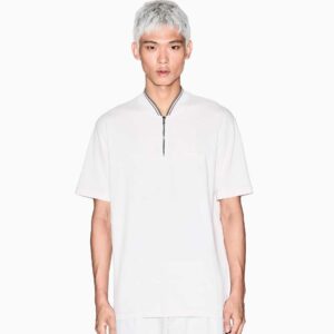 Pique polo shirt with zip White
