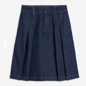 Pleated Denim Skirt Indigo