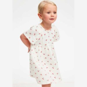 Printed Jersey Dress White/cherries