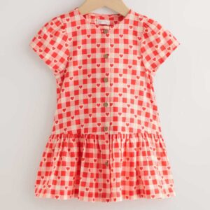 Red Heart Short Sleeve Cotton Dress (3mths-8yrs)