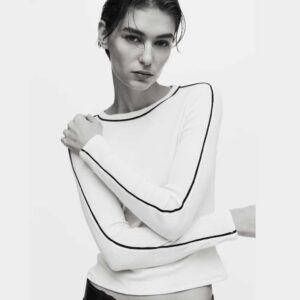 Ribbed Jersey Top Cream