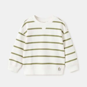Striped cotton-blend sweatshirt khaki
