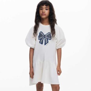 Sweatshirt dress with bow