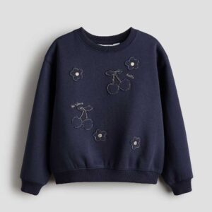 Sweatshirt with Motif Navy blue/cherries